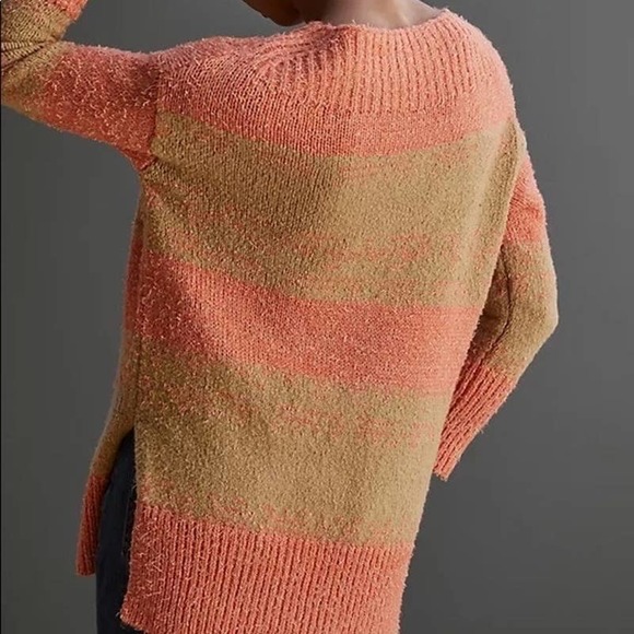 Anthropologie Pilcro Rugby Tunic Sweater Pink Combo Size M - Picture 8 of 8